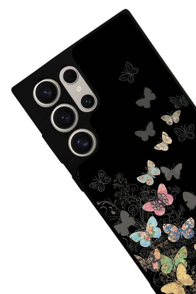 Samsung Galaxy S22 Ultra Uyumlu Kelebek Tasarımlı Glossy Premium Kılıf