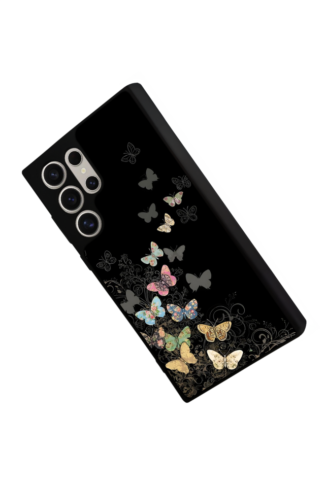 Samsung Galaxy S22 Ultra Uyumlu Kelebek Tasarımlı Glossy Premium Kılıf
