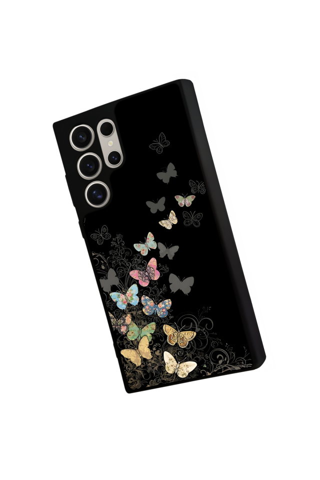 Samsung Galaxy S22 Ultra Uyumlu Kelebek Tasarımlı Glossy Premium Kılıf