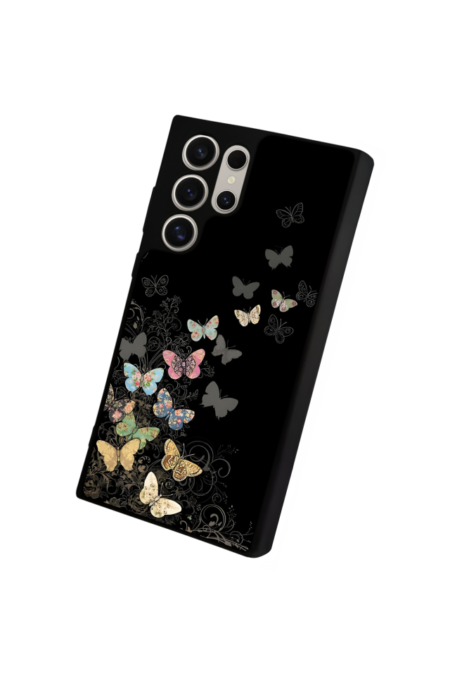 Samsung Galaxy S22 Ultra Uyumlu Kelebek Tasarımlı Glossy Premium Kılıf