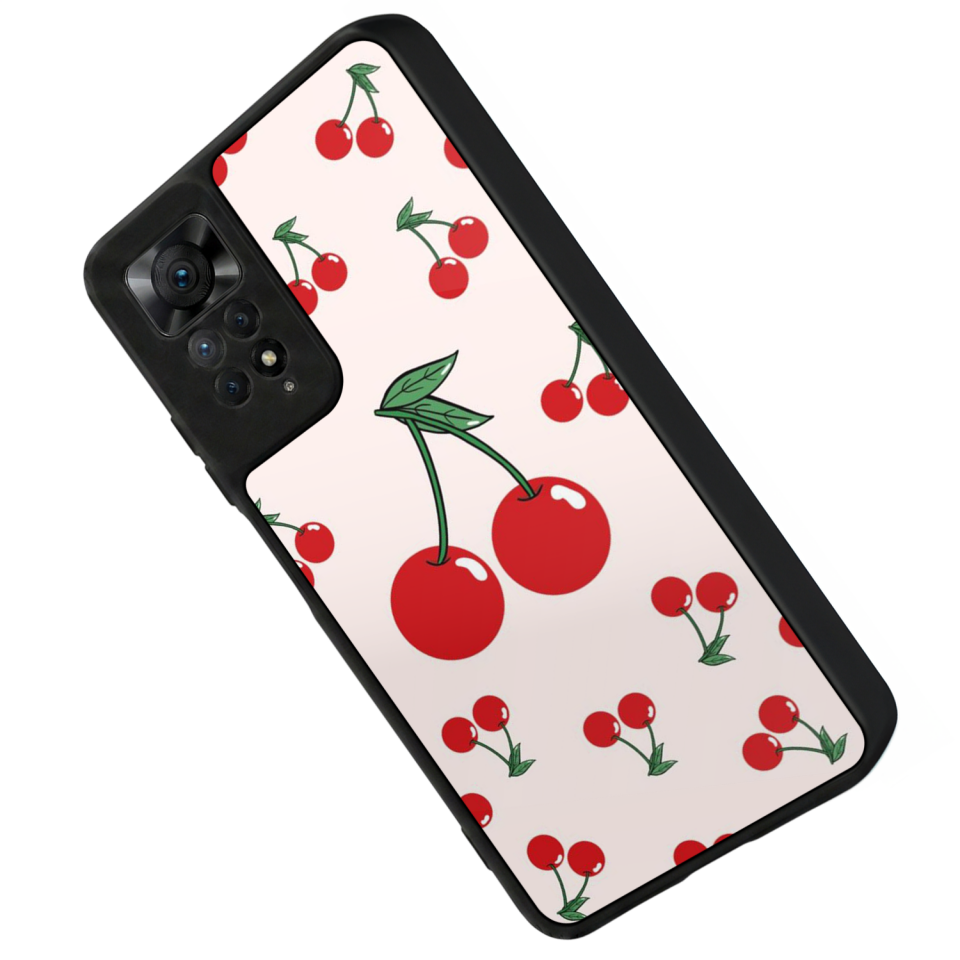Xiaomi Redmi Note 11 Pro Uyumlu Kiraz Tasarımlı Glossy Premium Kılıf