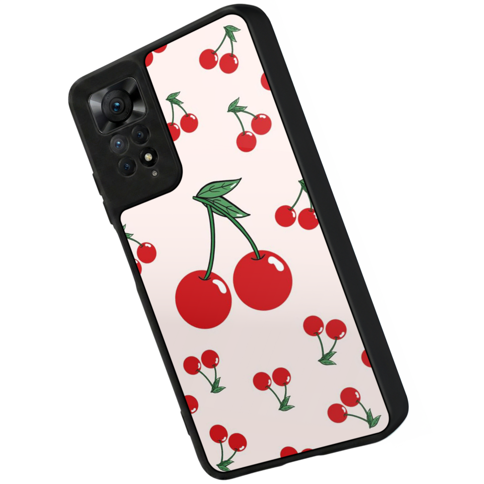 Xiaomi Redmi Note 11 Pro Uyumlu Kiraz Tasarımlı Glossy Premium Kılıf