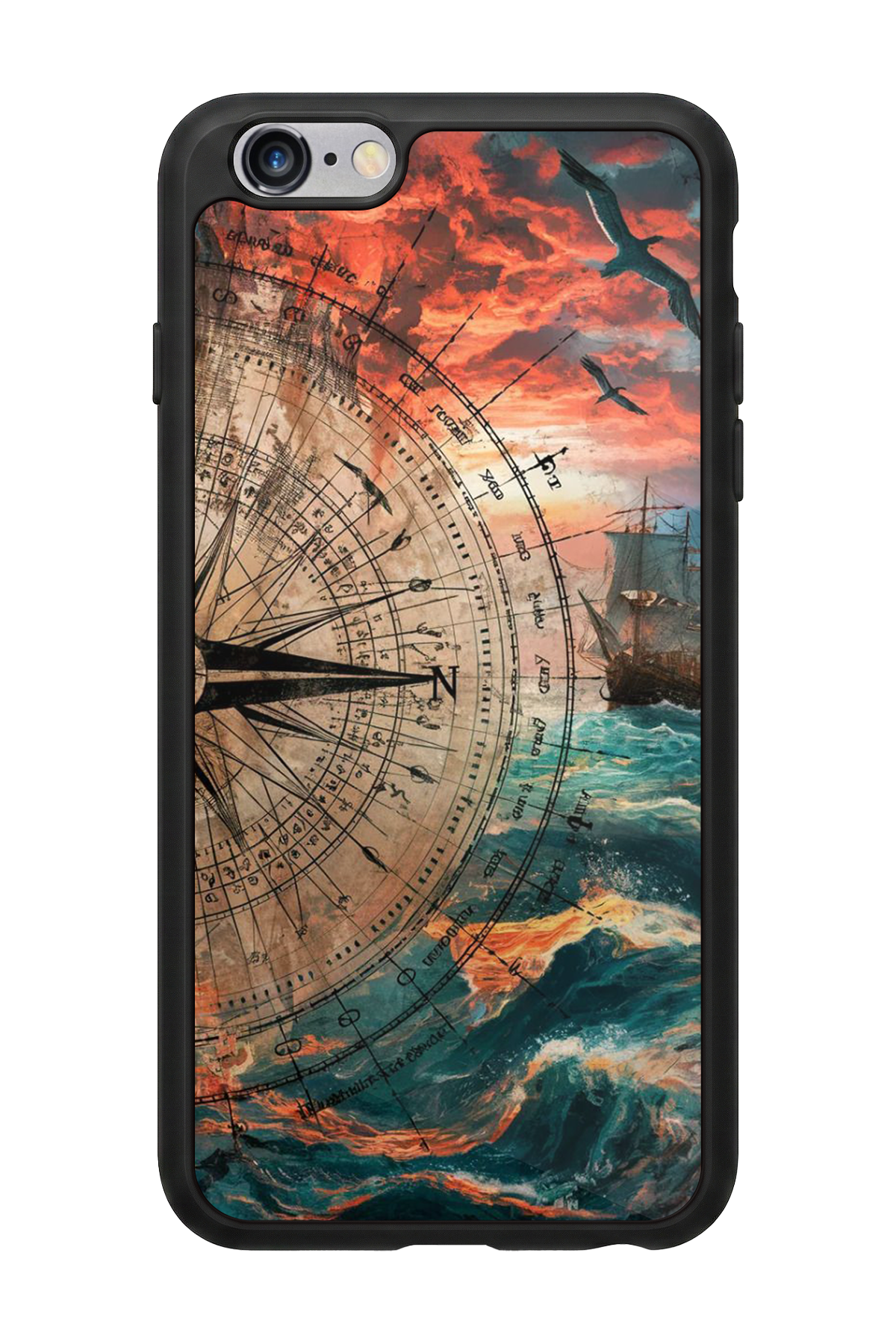 iPhone 6s Plus Uyumlu Pusula Tasarımlı Glossy Premium Kılıf