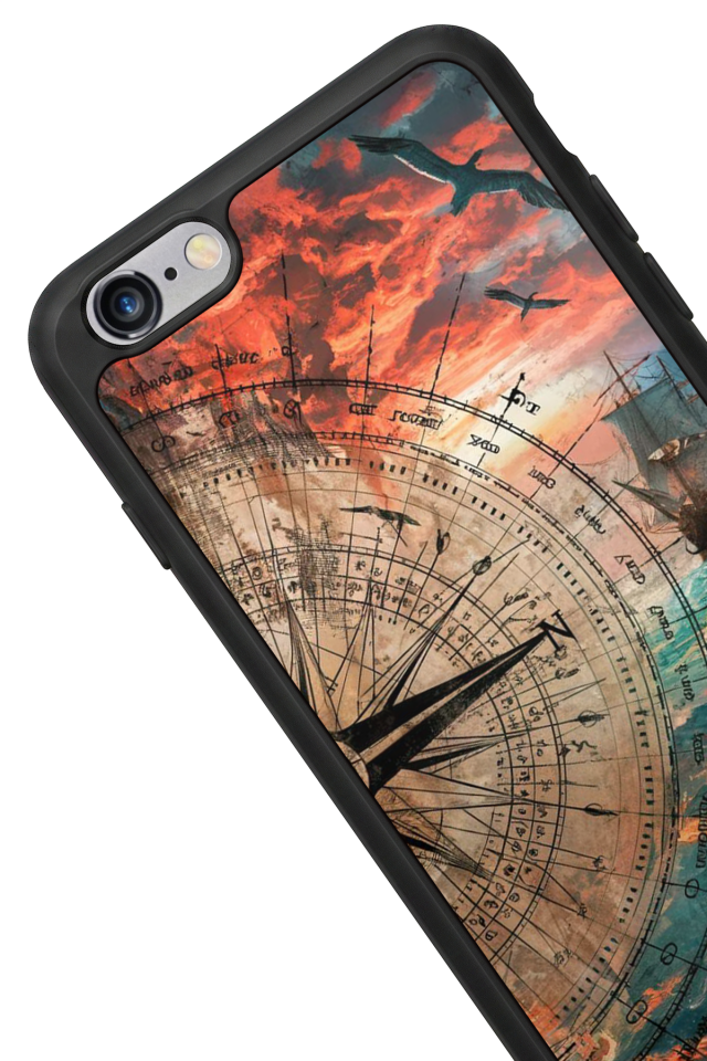 iPhone 6s Plus Uyumlu Pusula Tasarımlı Glossy Premium Kılıf