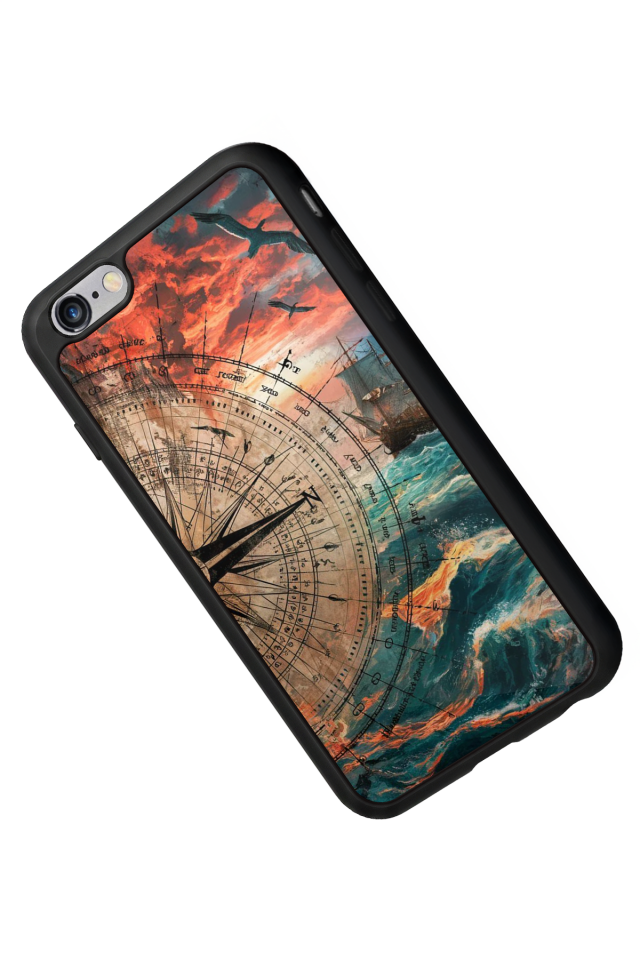 iPhone 6s Plus Uyumlu Pusula Tasarımlı Glossy Premium Kılıf