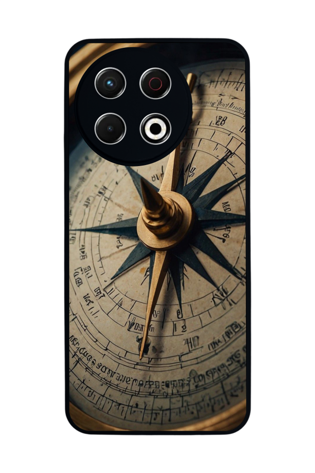 Tecno Spark 30 Pro Uyumlu Pusula Tasarımlı Glossy Premium Kılıf