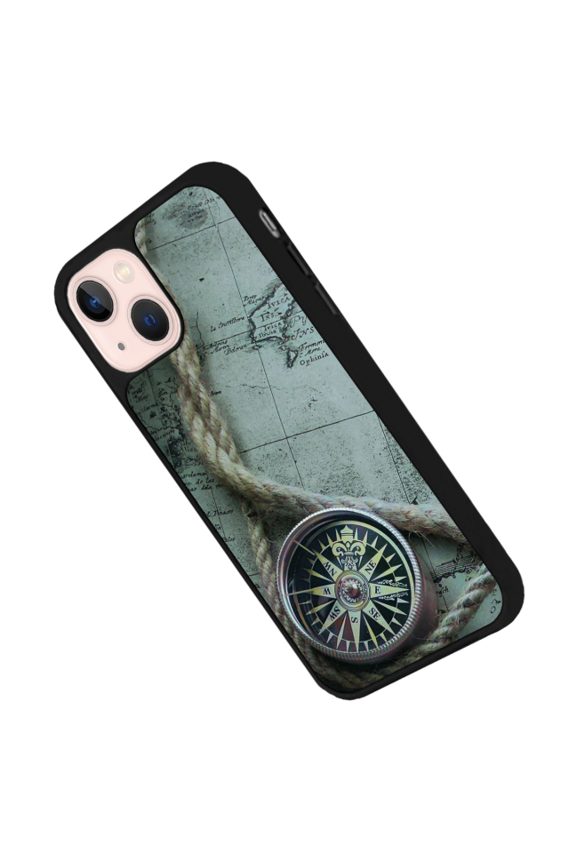 iPhone 15 Plus Uyumlu Pusula Tasarımlı Glossy Premium Kılıf