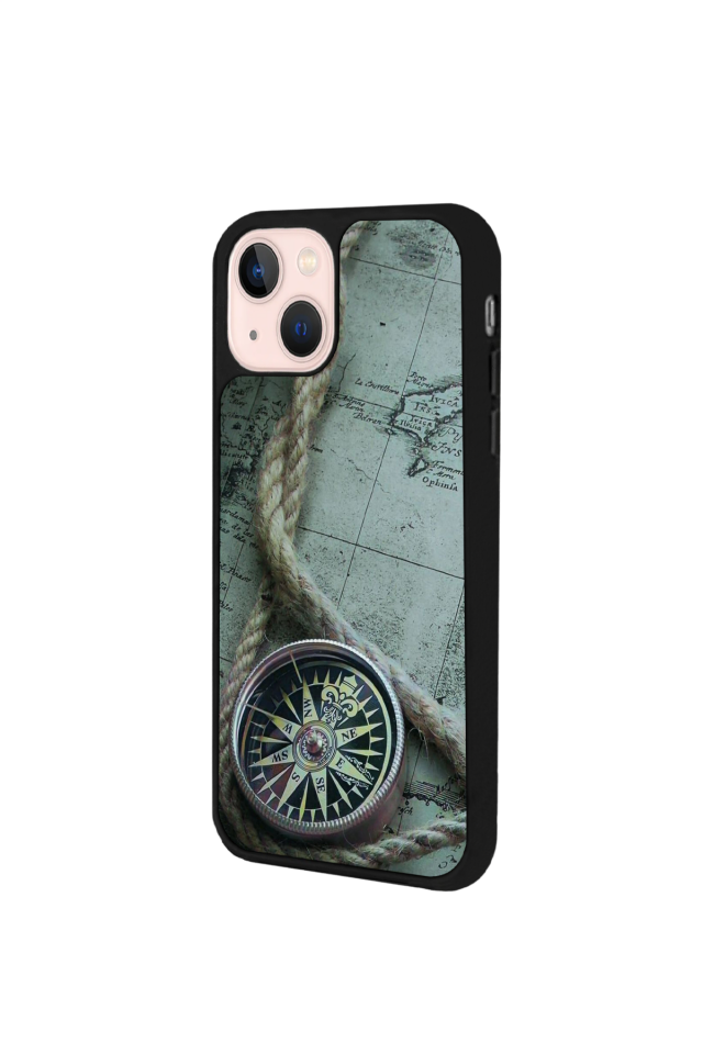 iPhone 15 Plus Uyumlu Pusula Tasarımlı Glossy Premium Kılıf