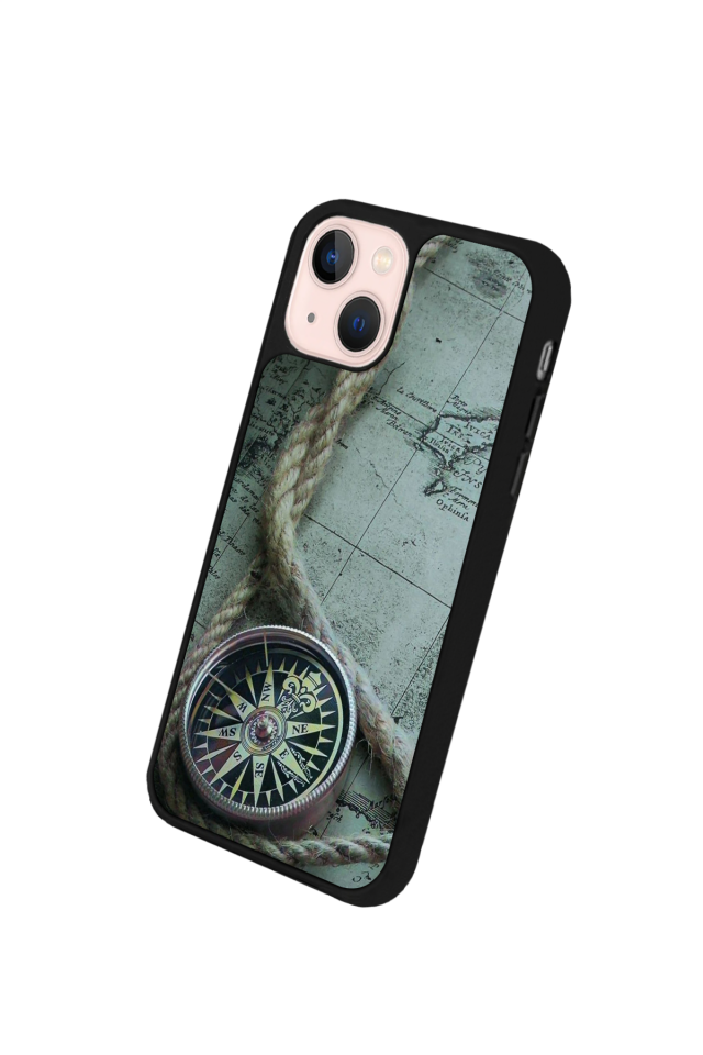 iPhone 15 Plus Uyumlu Pusula Tasarımlı Glossy Premium Kılıf
