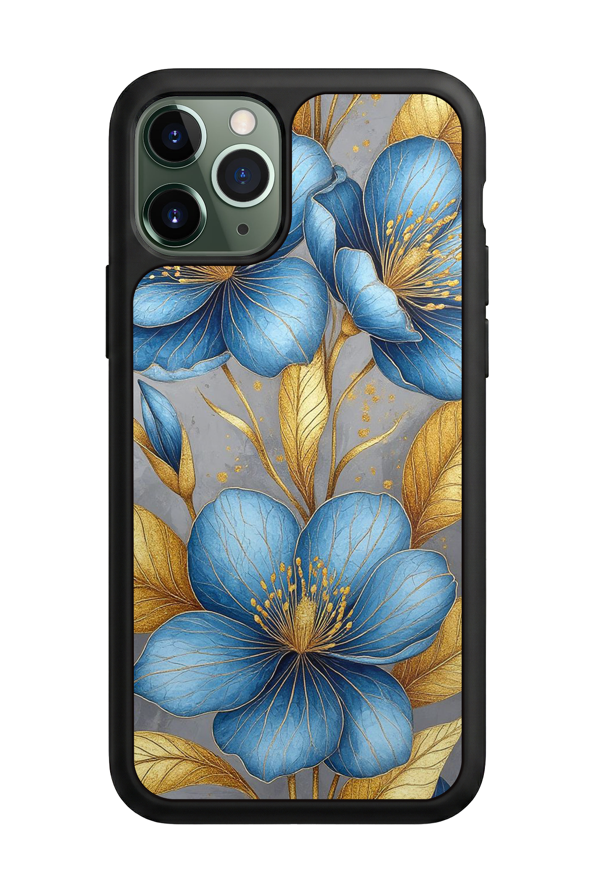 iPhone 11 Pro Max Uyumlu Yaldizli Cicek Tasarımlı Glossy Premium Kılıf