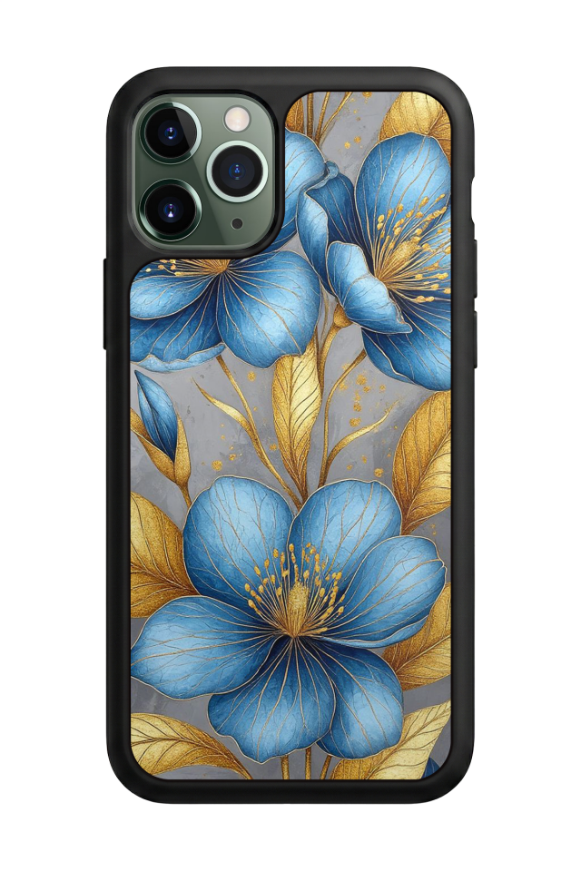 iPhone 11 Pro Max Uyumlu Yaldizli Cicek Tasarımlı Glossy Premium Kılıf