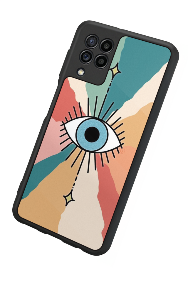 Samsung Galaxy M32 Uyumlu Göz Tasarımlı Glossy Premium Kılıf
