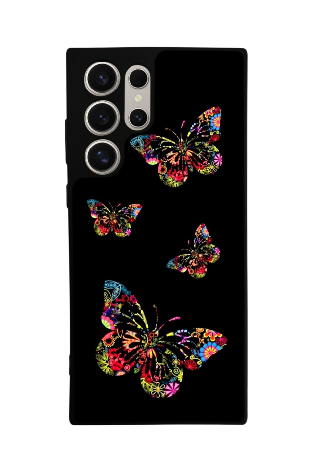 Samsung Galaxy S22 Ultra Uyumlu Kelebek Tasarımlı Glossy Premium Kılıf