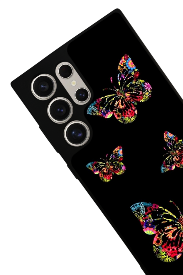 Samsung Galaxy S22 Ultra Uyumlu Kelebek Tasarımlı Glossy Premium Kılıf