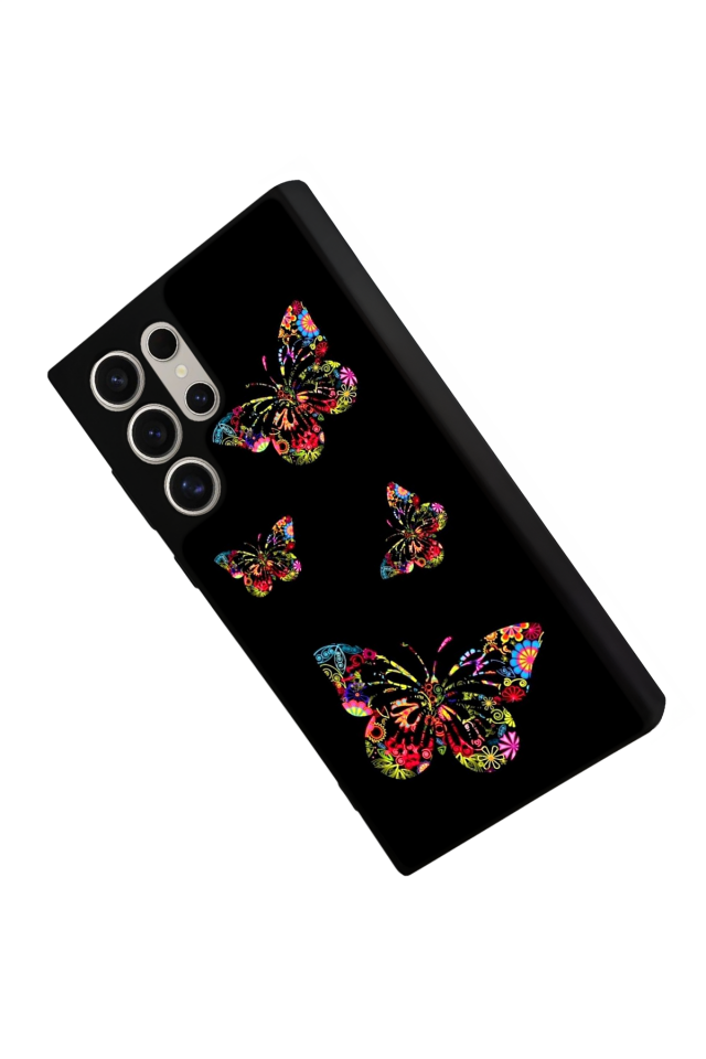 Samsung Galaxy S22 Ultra Uyumlu Kelebek Tasarımlı Glossy Premium Kılıf