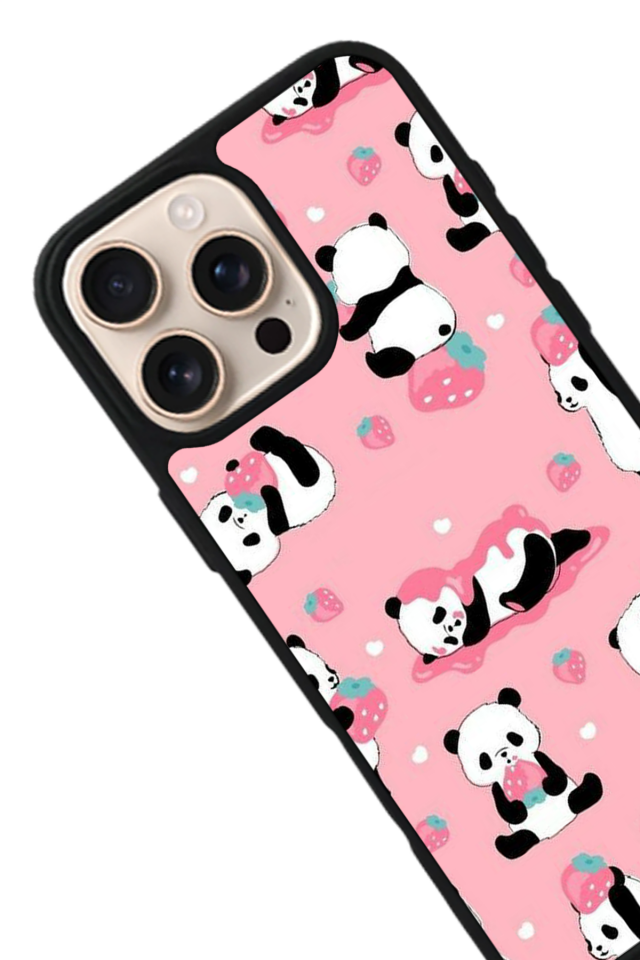 iPhone 16 Pro Uyumlu Panda Tasarımlı Glossy Premium Kılıf