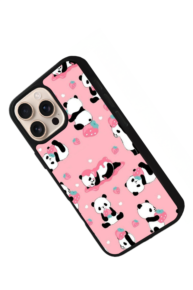 iPhone 16 Pro Uyumlu Panda Tasarımlı Glossy Premium Kılıf