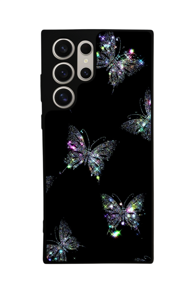 Samsung Galaxy S22 Ultra Uyumlu Kelebek Tasarımlı Glossy Premium Kılıf