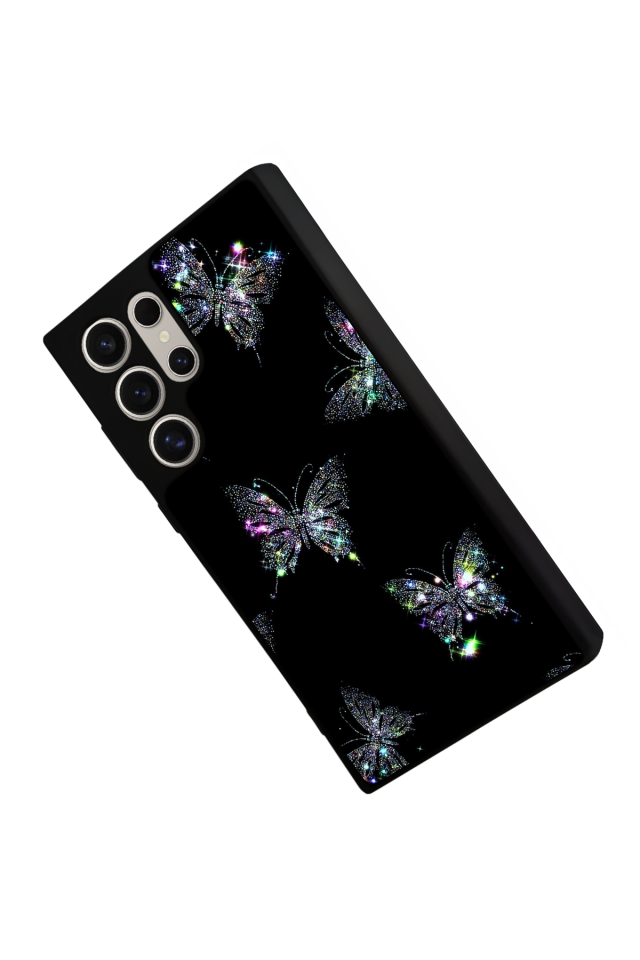 Samsung Galaxy S22 Ultra Uyumlu Kelebek Tasarımlı Glossy Premium Kılıf