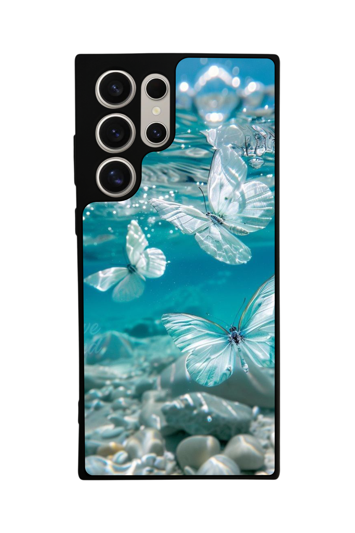 Samsung Galaxy S22 Ultra Uyumlu Kelebek Tasarımlı Glossy Premium Kılıf