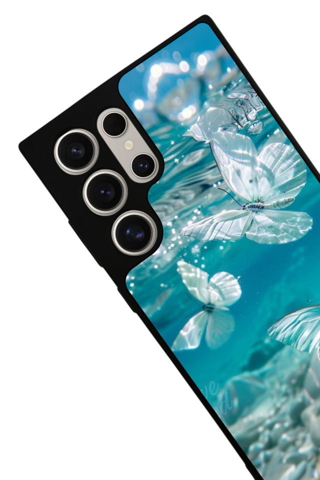 Samsung Galaxy S22 Ultra Uyumlu Kelebek Tasarımlı Glossy Premium Kılıf