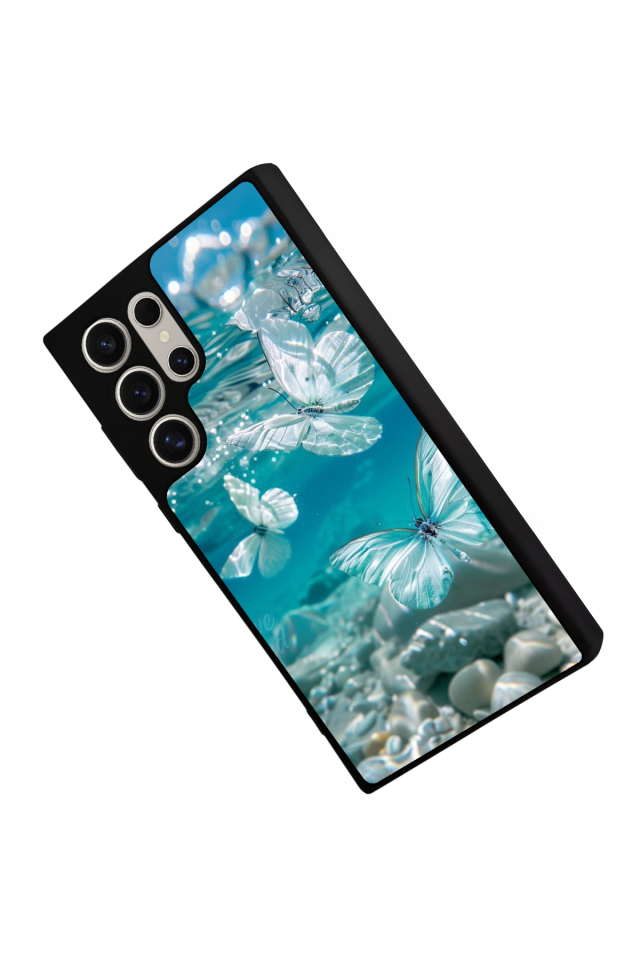 Samsung Galaxy S22 Ultra Uyumlu Kelebek Tasarımlı Glossy Premium Kılıf