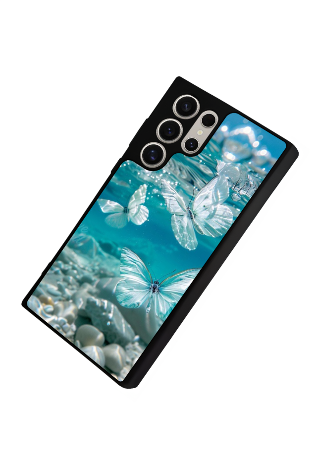 Samsung Galaxy S22 Ultra Uyumlu Kelebek Tasarımlı Glossy Premium Kılıf