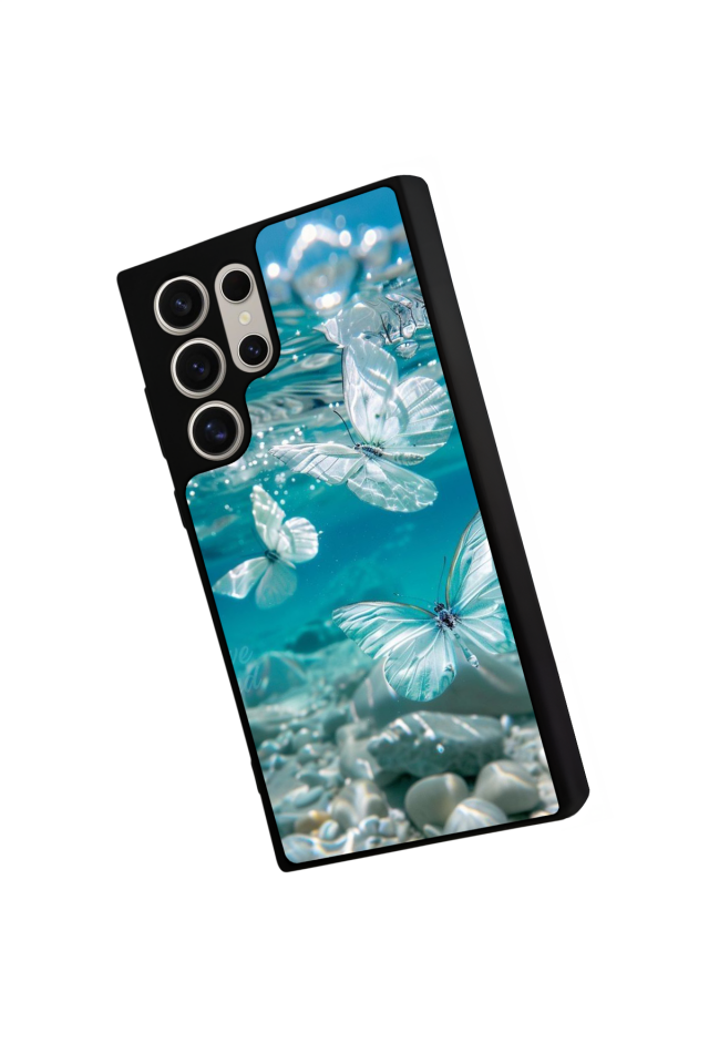 Samsung Galaxy S22 Ultra Uyumlu Kelebek Tasarımlı Glossy Premium Kılıf