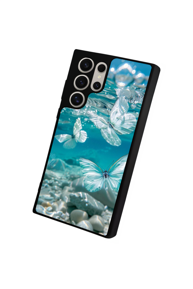 Samsung Galaxy S22 Ultra Uyumlu Kelebek Tasarımlı Glossy Premium Kılıf
