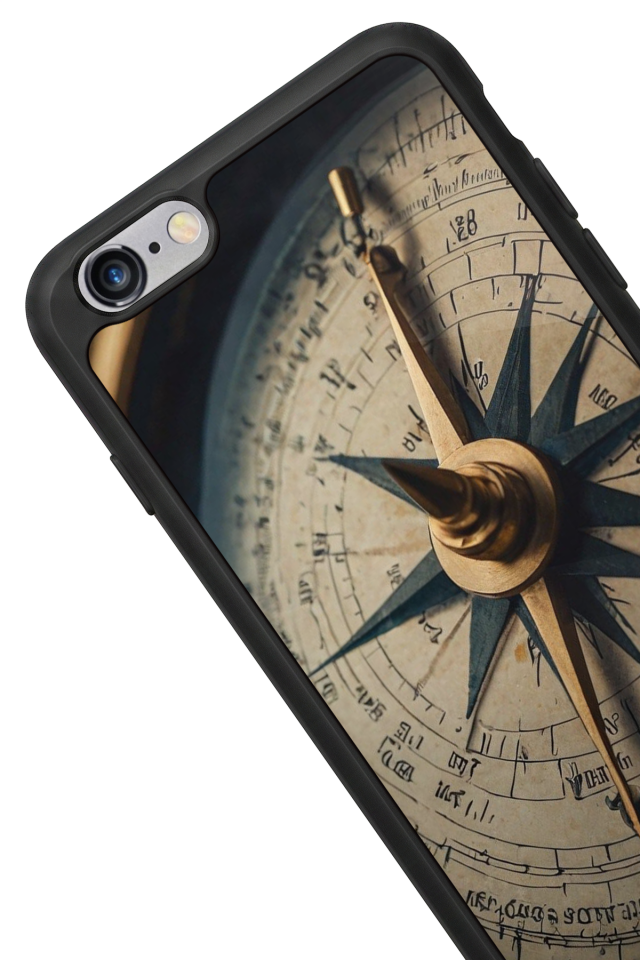 iPhone 6s Plus Uyumlu Pusula Tasarımlı Glossy Premium Kılıf