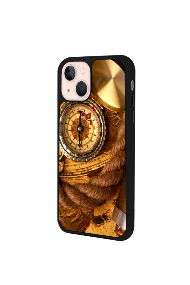 iPhone 15 Plus Uyumlu Pusula Tasarımlı Glossy Premium Kılıf