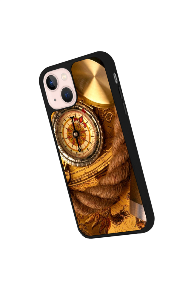 iPhone 15 Plus Uyumlu Pusula Tasarımlı Glossy Premium Kılıf