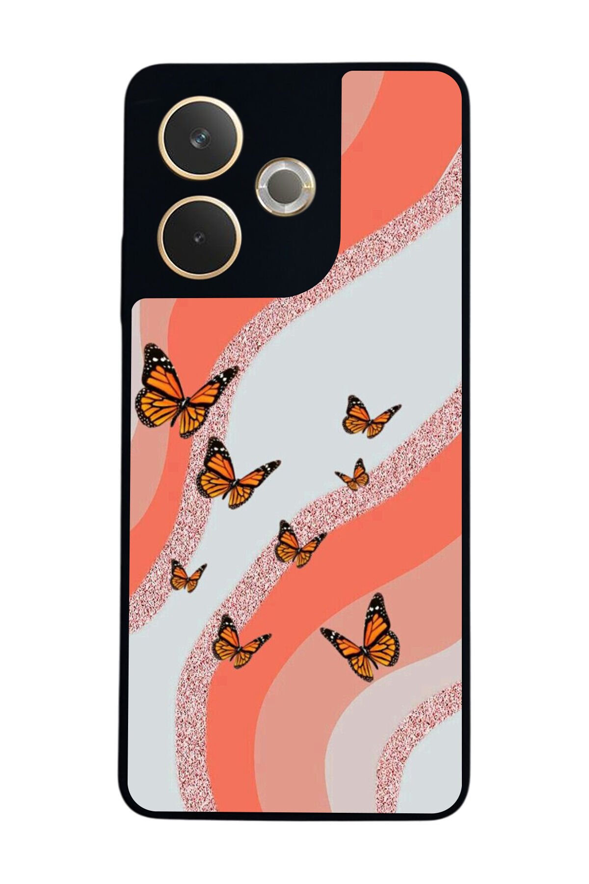 Oppo A5 Pro Uyumlu Kelebek Tasarımlı Glossy Premium Kılıf