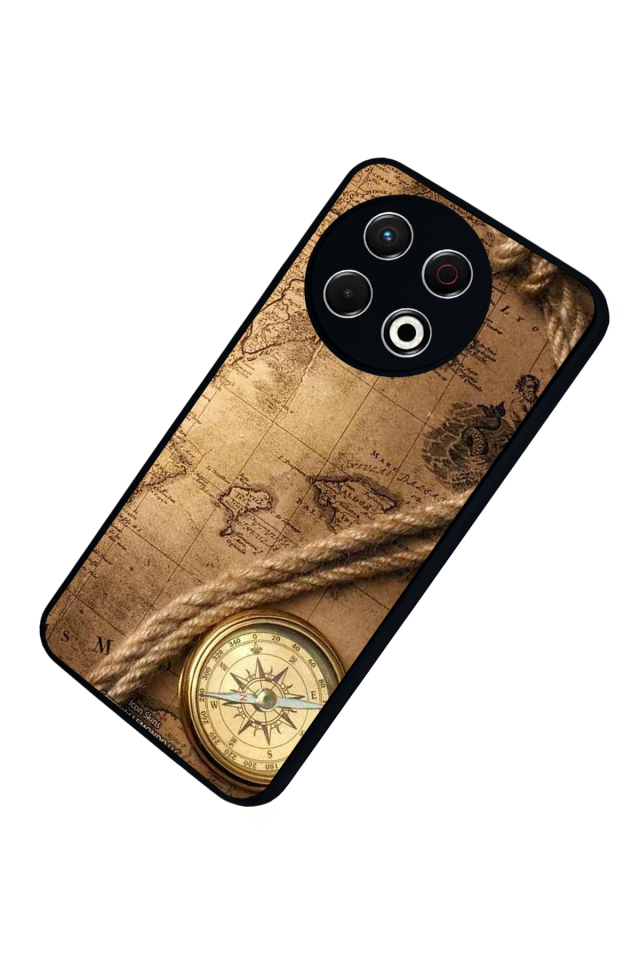 Tecno Spark 30 Pro Uyumlu Pusula Tasarımlı Glossy Premium Kılıf