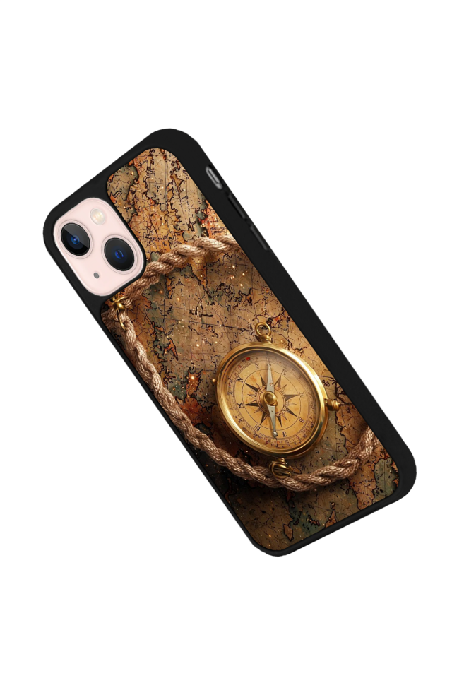 iPhone 15 Plus Uyumlu Pusula Tasarımlı Glossy Premium Kılıf