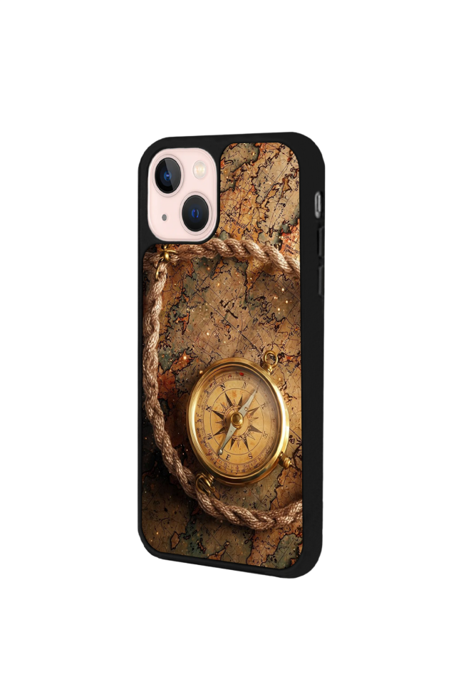 iPhone 15 Plus Uyumlu Pusula Tasarımlı Glossy Premium Kılıf