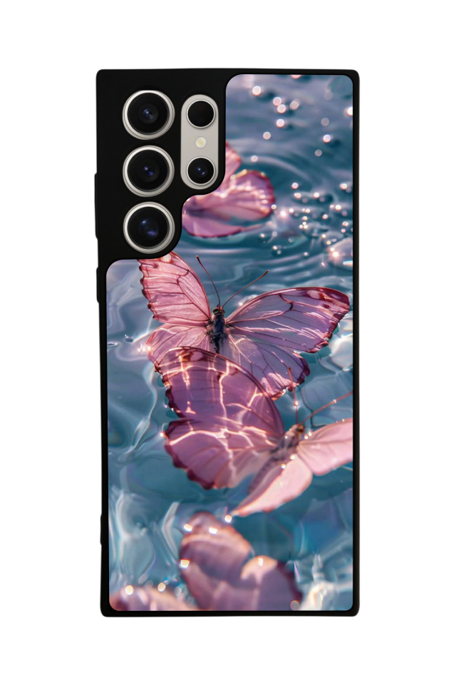 Samsung Galaxy S22 Ultra Uyumlu Kelebek Tasarımlı Glossy Premium Kılıf