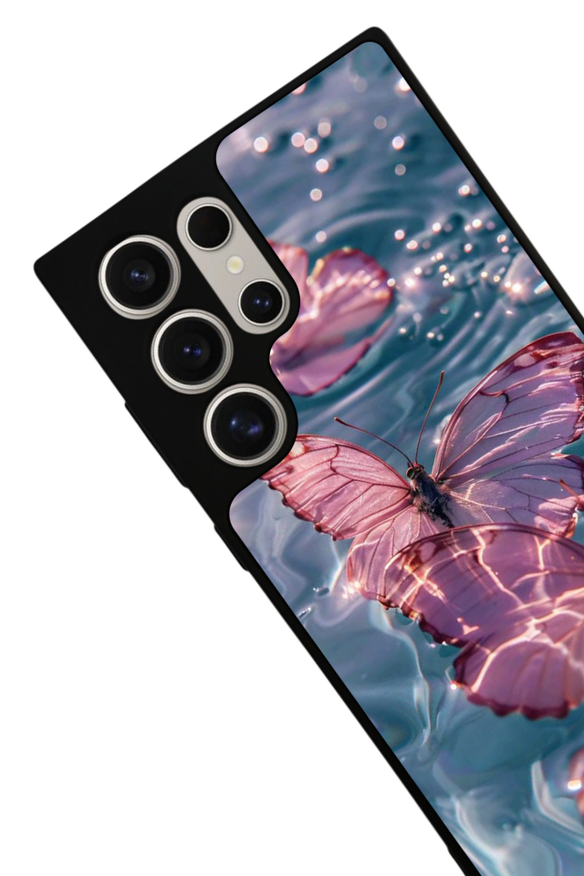 Samsung Galaxy S22 Ultra Uyumlu Kelebek Tasarımlı Glossy Premium Kılıf