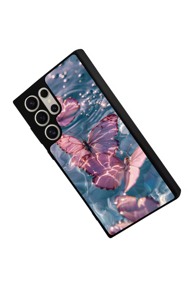 Samsung Galaxy S22 Ultra Uyumlu Kelebek Tasarımlı Glossy Premium Kılıf