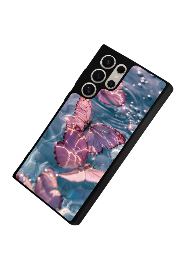Samsung Galaxy S22 Ultra Uyumlu Kelebek Tasarımlı Glossy Premium Kılıf