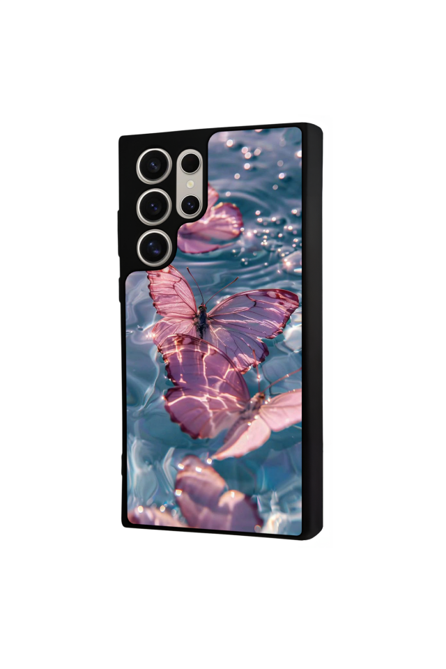 Samsung Galaxy S22 Ultra Uyumlu Kelebek Tasarımlı Glossy Premium Kılıf