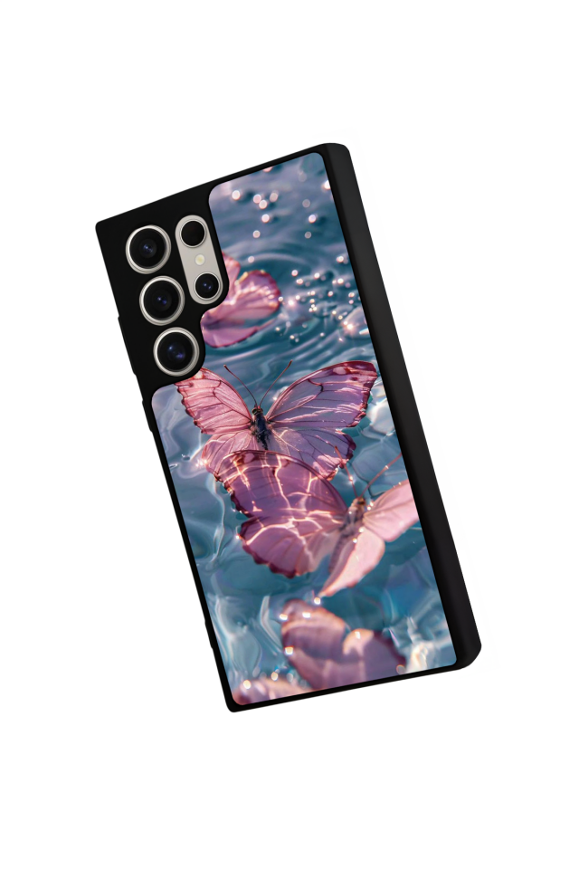 Samsung Galaxy S22 Ultra Uyumlu Kelebek Tasarımlı Glossy Premium Kılıf