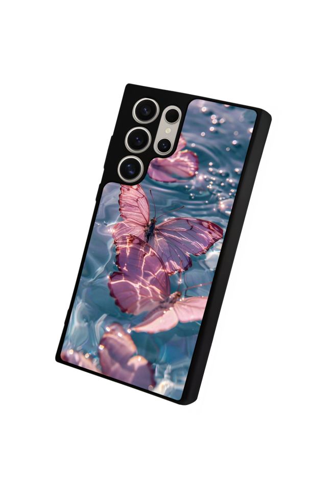 Samsung Galaxy S22 Ultra Uyumlu Kelebek Tasarımlı Glossy Premium Kılıf