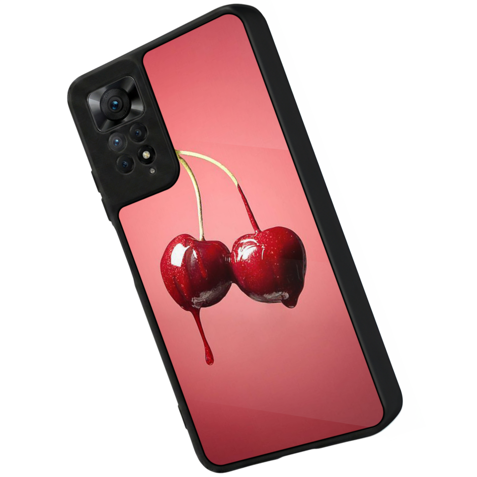 Xiaomi Redmi Note 11 Pro Uyumlu Kiraz Tasarımlı Glossy Premium Kılıf