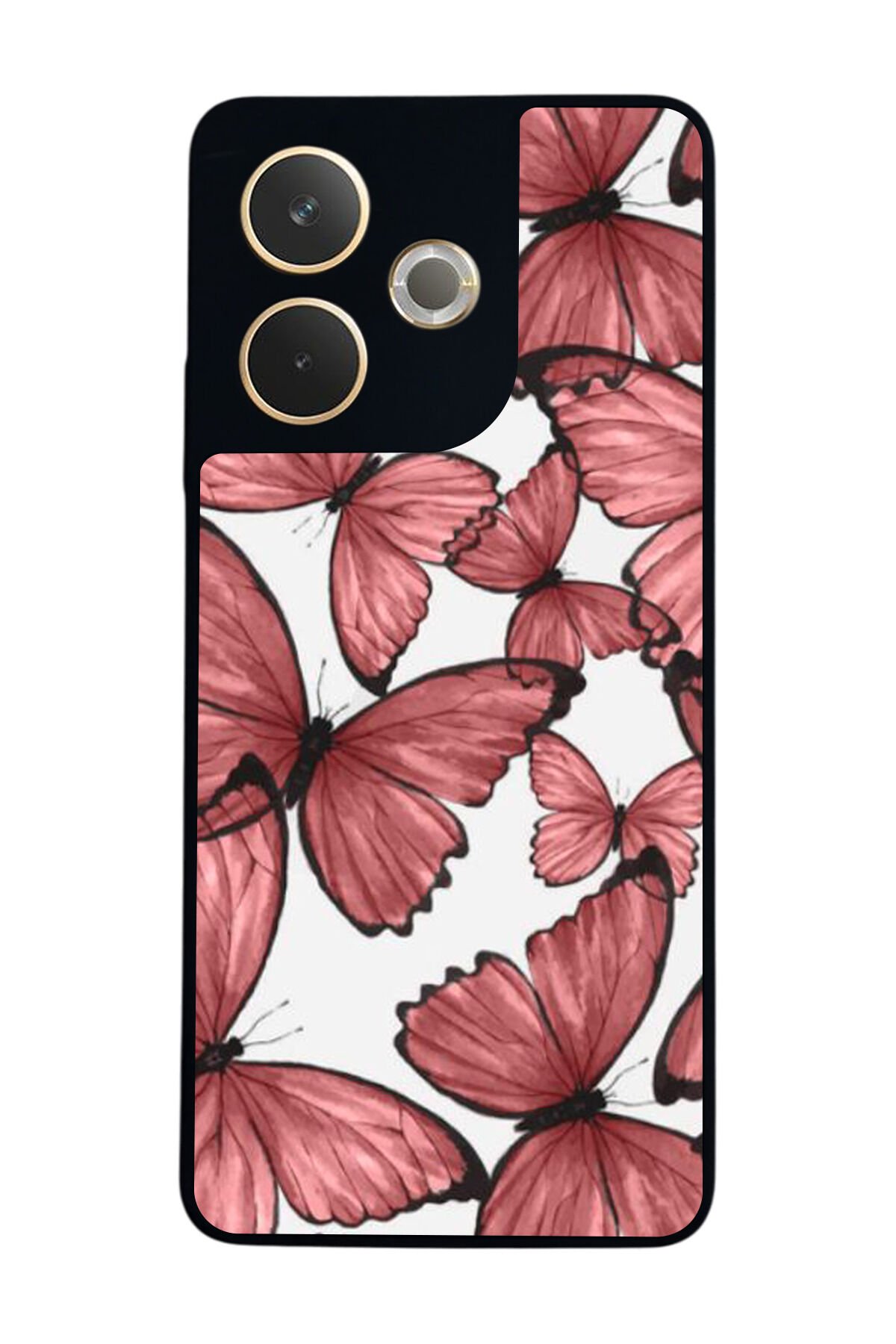 Oppo A5 Pro Uyumlu Kelebek Tasarımlı Glossy Premium Kılıf
