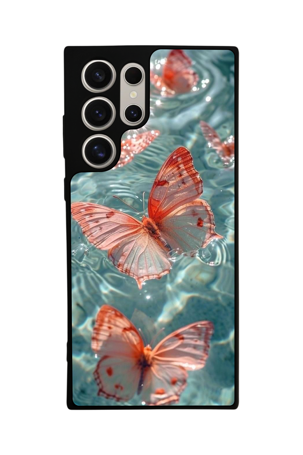 Samsung Galaxy S22 Ultra Uyumlu Kelebek Tasarımlı Glossy Premium Kılıf