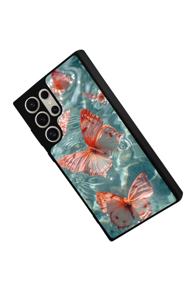 Samsung Galaxy S22 Ultra Uyumlu Kelebek Tasarımlı Glossy Premium Kılıf