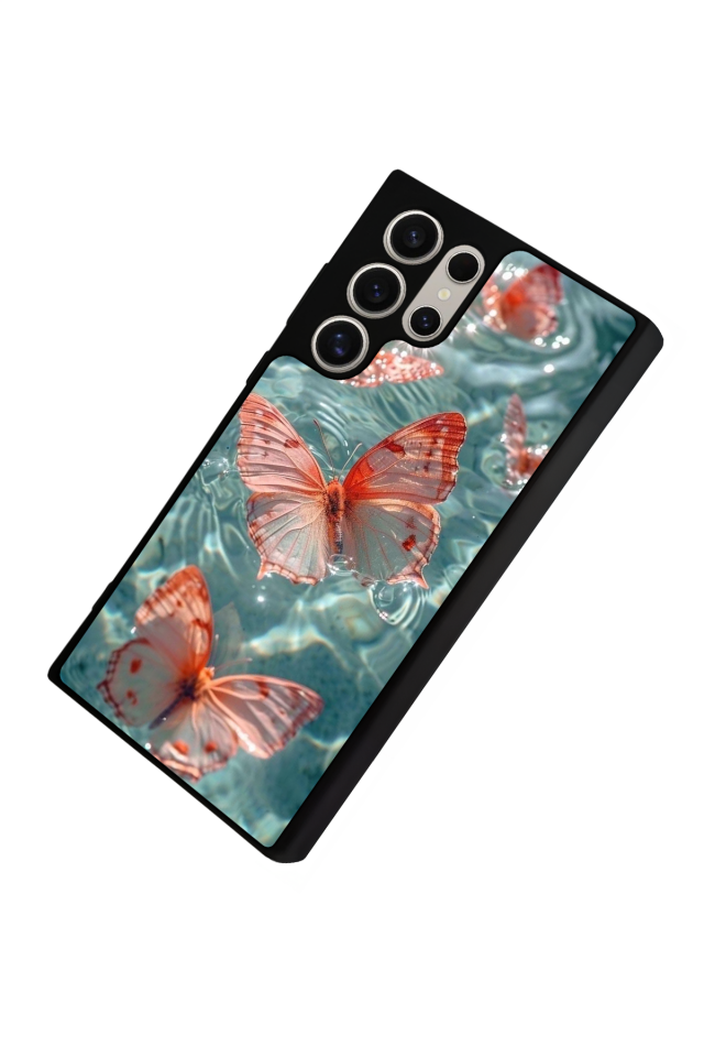 Samsung Galaxy S22 Ultra Uyumlu Kelebek Tasarımlı Glossy Premium Kılıf