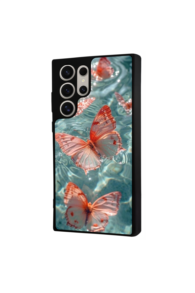 Samsung Galaxy S22 Ultra Uyumlu Kelebek Tasarımlı Glossy Premium Kılıf