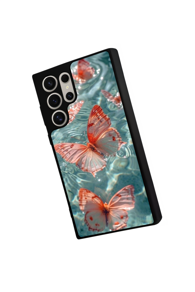 Samsung Galaxy S22 Ultra Uyumlu Kelebek Tasarımlı Glossy Premium Kılıf